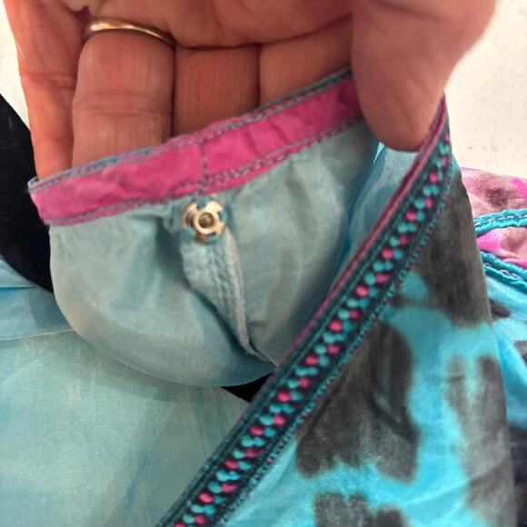 Soft Surroundings CURACAO 100% SILK Tunic Top size L BOHO Turquoise pink Resort - Picture 7 of 10